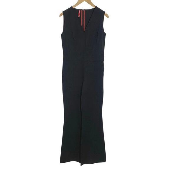 Spanx The Perfect Jumpsuit Women’s Med Black Ponte Sleeveless Flared Leg Stretch - Picture 1 of 6